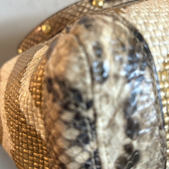 Coach Straw and Snake accented Satchel - Picture 11 of 13